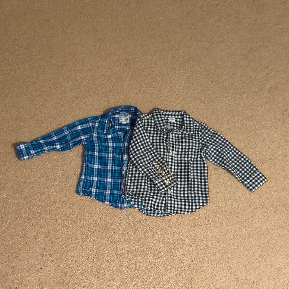 Kids Plaid Button-Up Shirts - Blue and Black